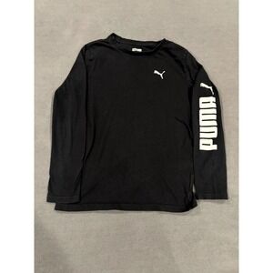 Puma Classics Logo Shirt Boys L (14-16) Black Long Sleeve Crew Neck Outdoor